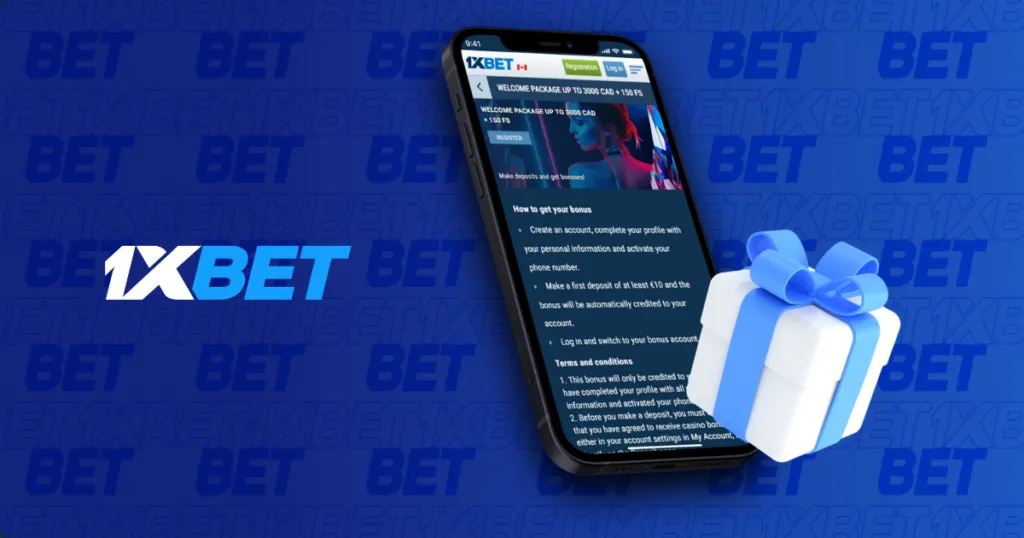 Welcome bonus for registration at 1xBet casino